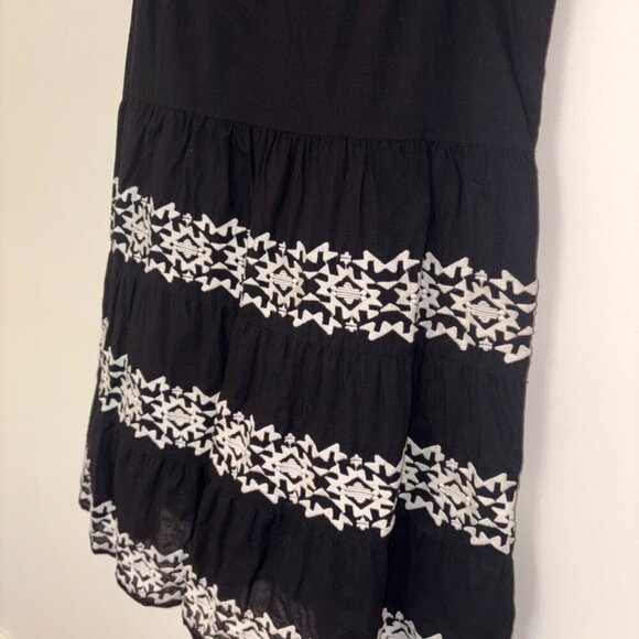 Roller Rabbit Black Embroidered Pamela 100% Cotton Tiered Mini Dress Size Small - Picture 4 of 13